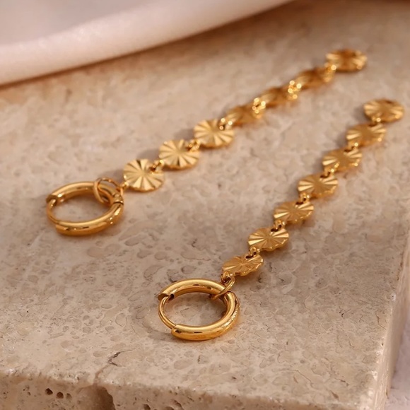 NEW TASSEL CHAIN 18K GOLD DANGLE DROP EARRINGS, NICE EARRINGS, CUTE EARRINGS - Picture 5 of 6